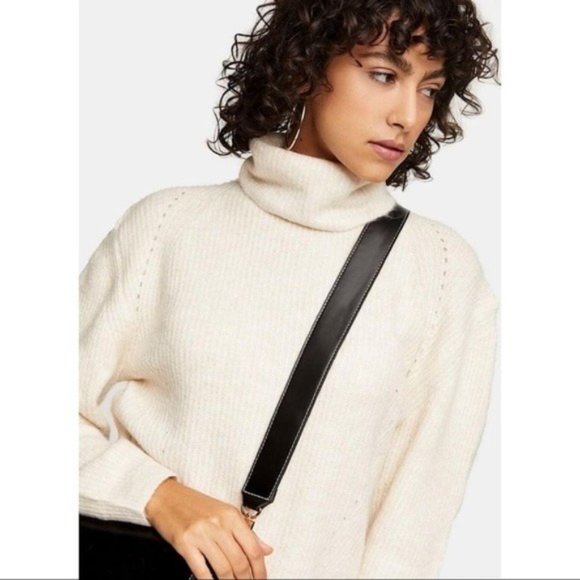 TOPSHOP Roll Crop Sweater - Camel - XS NWT - Picture 3 of 4